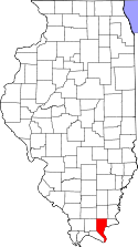 Mapa de Illinois con el Condado de Pope resaltado
