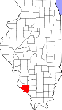 Mapa de Illinois con el Condado de Randolph resaltado