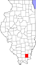 Mapa de Illinois con el Condado de Saline resaltado
