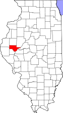 Mapa de Illinois con el Condado de Schuyler resaltado