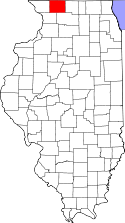 Mapa de Illinois con el Condado de Stephenson resaltado