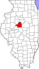 Mapa de Illinois con el Condado de Tazewell resaltado