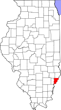 Mapa de Illinois con el Condado de Wabash resaltado
