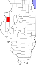 Mapa de Illinois con el Condado de Warren resaltado