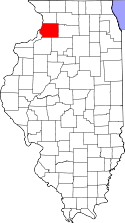 Mapa de Illinois con el Condado de Whiteside resaltado