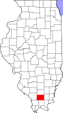 Mapa de Illinois con el Condado de Williamson resaltado