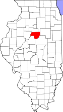 Mapa de Illinois con el Condado de Woodford resaltado