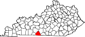 Mapa de Kentucky con el Condado de Allen resaltado