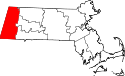 Mapa de Massachusetts con el Condado de Berkshire resaltado