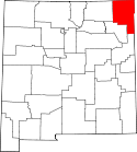 Mapa de Nuevo México con el Condado de Union resaltado