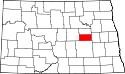 Mapa de Dakota del Norte con el Condado de Foster resaltado