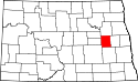 Mapa de Dakota del Norte con el Condado de Griggs resaltado