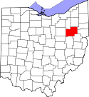 Mapa de Ohio con el Condado de Stark resaltado