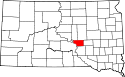 Mapa de Dakota del Sur con el Condado de Buffalo resaltado