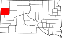 Mapa de Dakota del Sur con el Condado de Butte resaltado