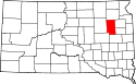 Mapa de Dakota del Sur con el Condado de Clark resaltado