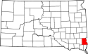 Mapa de Dakota del Sur con el Condado de Lincoln resaltado