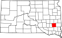 Mapa de Dakota del Sur con el Condado de McCook resaltado