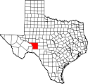 Mapa de Texas con el Crockett County resaltado