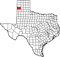 Mapa de Texas con el Deaf Smith County resaltado