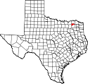Mapa de Texas con el Condado de Delta resaltado