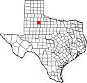 Mapa de Texas con el Dickens County resaltado