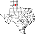 Mapa de Texas con el Donley County resaltado