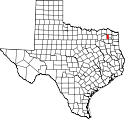 Mapa de Texas con el Condado de Franklin resaltado