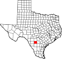 Mapa de Texas con el Condado de Frío resaltado