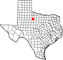 Mapa de Texas con el Condado de Haskell resaltado