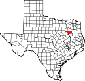 Mapa de Texas con el Condado de Henderson resaltado