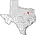Mapa de Texas con el Condado de Kaufman resaltado