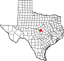 Mapa de Texas con el Lampasas County resaltado