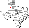 Mapa de Texas con el Condado de Lubbock resaltado