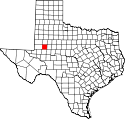 Mapa de Texas con el Condado de Martín resaltado