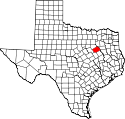 Mapa de Texas con el Condado de Navarro resaltado
