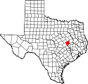 Mapa de Texas con el Condado de Robertson resaltado