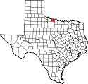 Mapa de Texas con el Condado de Wichita resaltado