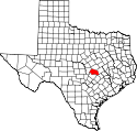Mapa de Texas con el Condado de Williamson resaltado