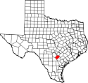 Mapa de Texas con el Condado de Wilson resaltado