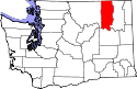 Mapa de Washington con el Condado de Ferry resaltado
