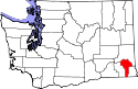 Mapa de Washington con el Condado de Garfield resaltado