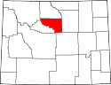 Mapa de Wyoming con el Condado de Washakie resaltado