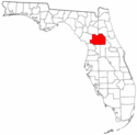 Mapa de Florida con el Condado de Marion resaltado
