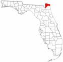 Mapa de Florida con el Condado de Nassau resaltado