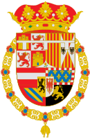 Coat of Arms of Philip II of Spain as Prince of Asturias (Argent Label Variant).svg