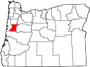Situación del condado en OregónSituación de Oregón en EE. UU.