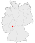 Deutschlandkarte, Position von Büdingen hervorgehoben