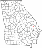 Localización de Statesboro en el estado de Georgia, EE. UU.