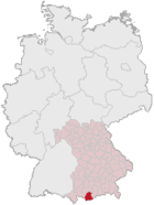 Localización del distrito Garmisch-Partenkirchen en Alemania